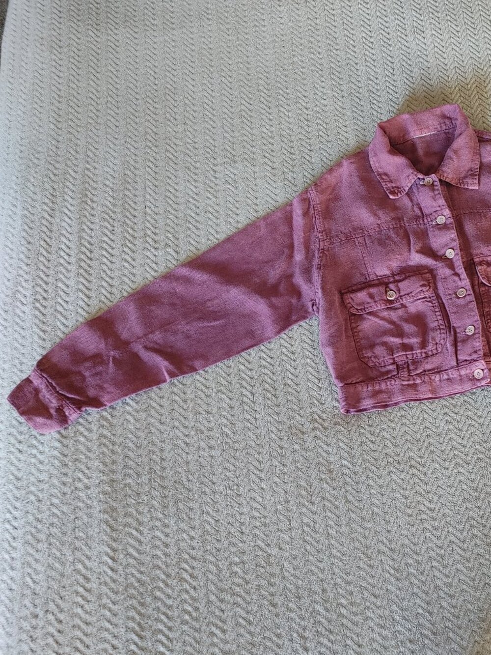 ✨ Vintage Raspberry Pink Linen Cropped Jacket ✨ - Picture 6 of 16